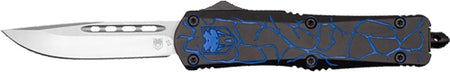 CobRaTec FS-3 OTF Medium Fractured Black Blue 3" D2 Steel Blade Knife
