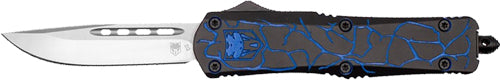 CobRaTec FS-3 OTF Medium Fractured Black Blue 3" D2 Steel Blade Knife