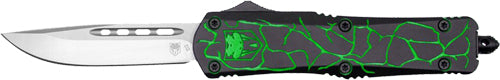 CobRaTec FS-3 OTF Medium Fractured Black Green 3" D2 Steel Blade Knife