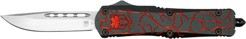 CobraTec Medium FS-3 OTF D2 Steel Knife Fractured Black/Red 3" Blade