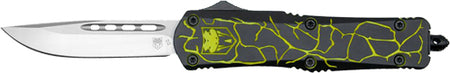CobraTec Medium FS-3 OTF D2 Steel Knife Fractured Black/Yellow 3" Blade
