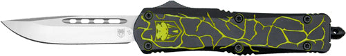 CobraTec Medium FS-3 OTF D2 Steel Knife Fractured Black/Yellow 3" Blade