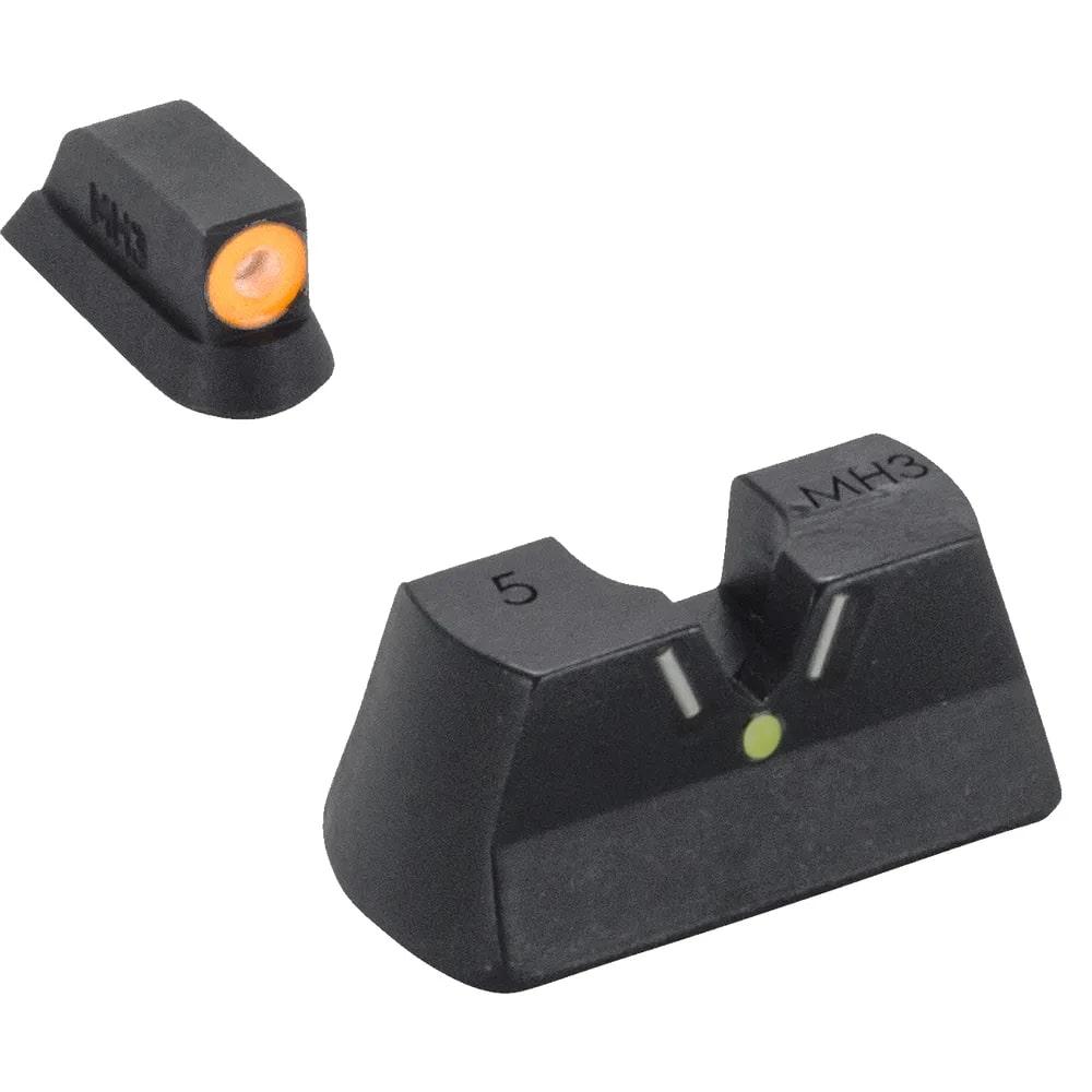 Meprolight Fixed Hyper Bright V-Sight Pistol Night Sight Set CZ 75/85/97/SP01 Green Orange