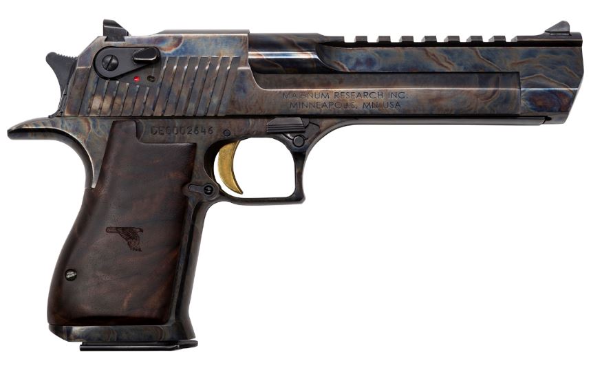 Magnum Research DE357CH Desert Eagle Mark XIX 357 Mag 6" 9+1 Color Case Hardened Carbon Steel with Clear Cerakote Frame & Slide Walnut with Engraved Desert Eagle Logo Grip