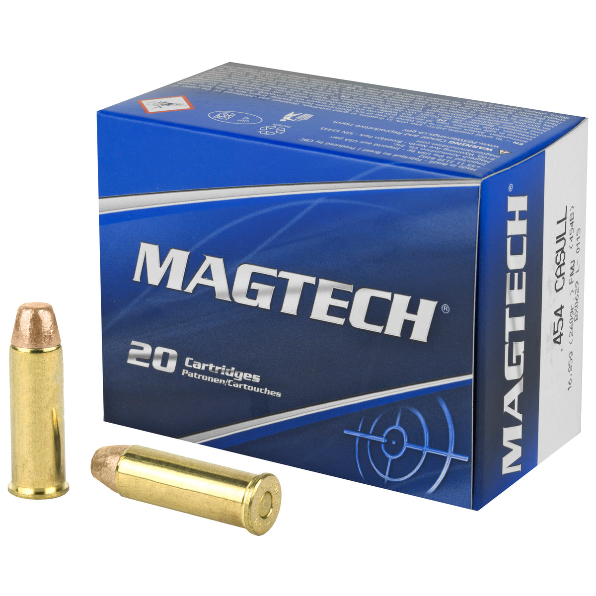 Magtech Range/Training Full Metal Jacket Flat Nose 260 Grain .454 Casull 1798 fps
