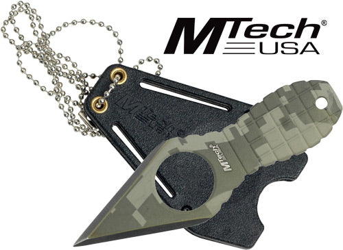 MTech 2.25" Spear Point Stonewash Neck Knife and Sheath
