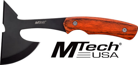 MTech 9" Pakkawood Handle Tomahawk with 3" Black Blade and Included Sheath
