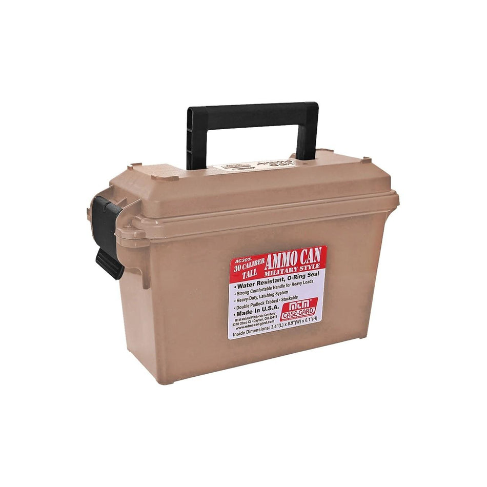 MTM 30 Cal Tall Ammo Can FDE with O-Ring Seal and Dual Padlock Tabs