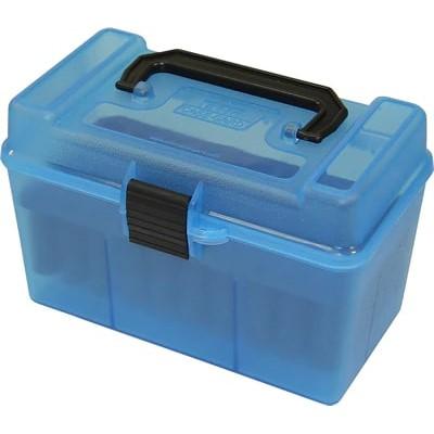 MTM H-50 Series Deluxe Rifle Ammo Box 50 Capacity Clear Blue