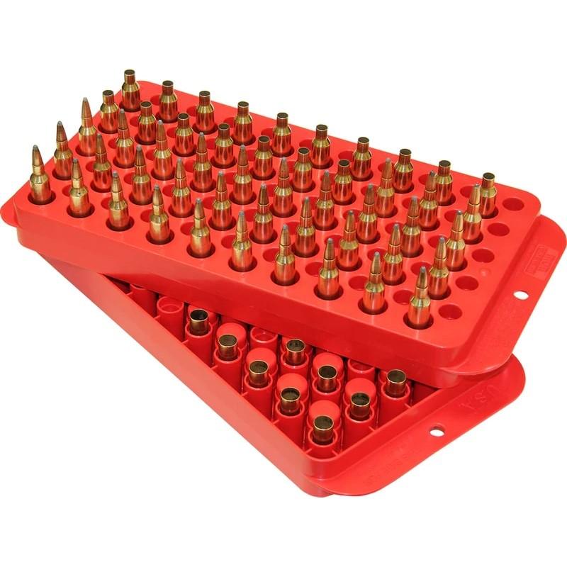 MTM Universal Rifle and Handgun Reloading Tray Red 50 Rounds
