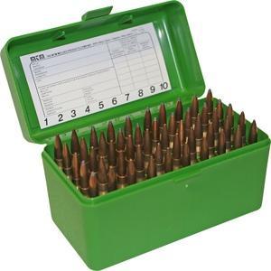 MTM R-50 Rifle Ammunition Storage Box .375 Rem UM .375 Wby Mag 50rd Green