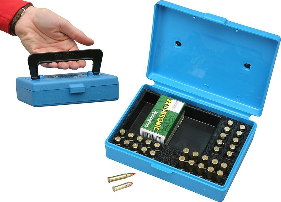 MTM Rimfire Ammunition Box .22 LR/.17 HMR 130 Round Capacity Blue