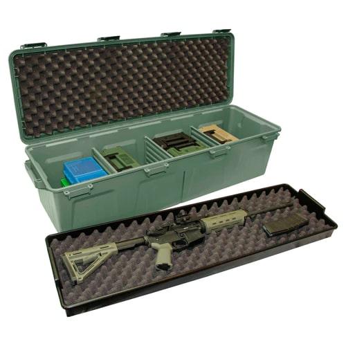 MTM Tactical Rifle Crate Army Green Wheeled Storage - 4 Snap Latches, Padlock Tabs