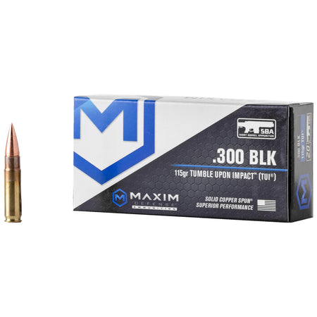 Maxim Defense SBA Short Barrel Ammunition Copper 115 Grain .300 AAC Blackout