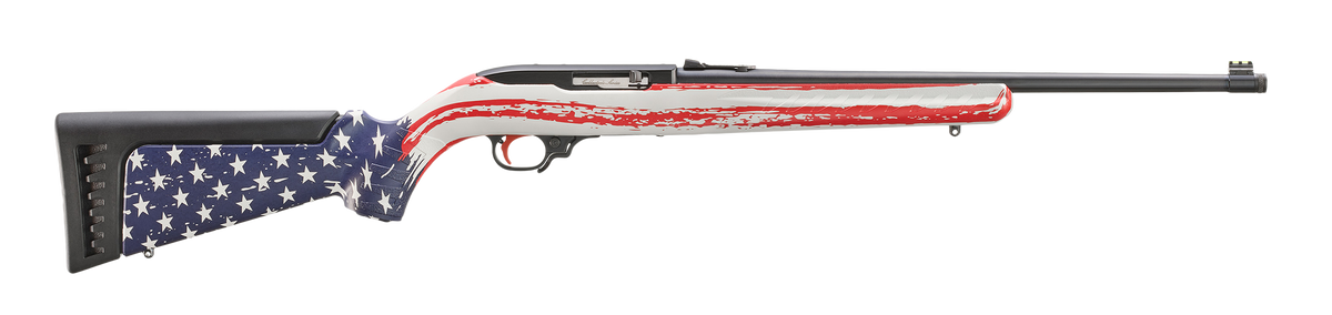 Ruger 31207 10/22 22 LR 10rd 18.50" Satin Black American Flag Camo Synthetic Stock