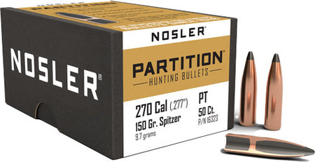 Nosler 270 Cal .277 150gr Partition Reloading Bullets 50ct