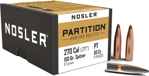 Nosler 270 Cal .277 150gr Partition Reloading Bullets 50ct