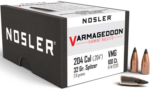 Nosler 20 Cal .204 32gr Varmageddon Tipped Reloading Bullets 100ct