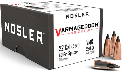 Nosler 22 Cal .224 40gr Varmageddon Tipped Reloading Bullets 250ct