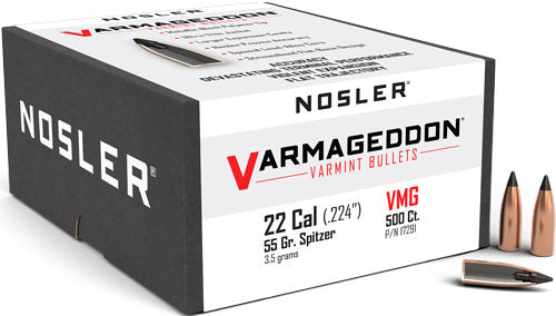 Nosler 22 Cal .224 55gr Varmageddon Tipped Reloading Bullets 500ct