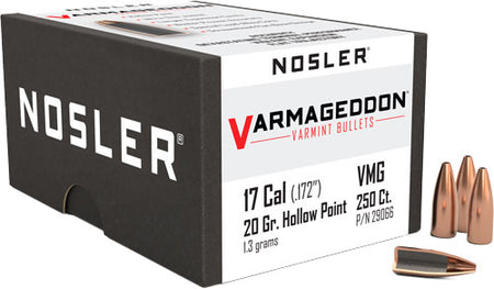 Nosler 17 Cal .172 20gr Varmageddon FBHP Reloading Bullets 250ct