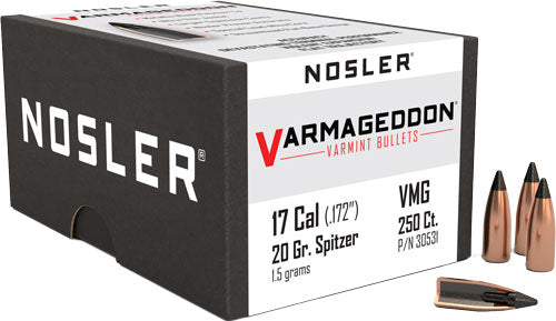Nosler 17 Cal .172 20gr Varmageddon Tipped Reloading Bullets 250ct