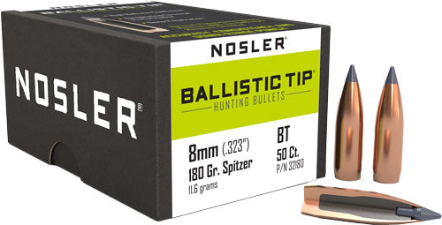 Nosler 8mm .323 180gr Ballistic Tip Hunting Bullets 50ct