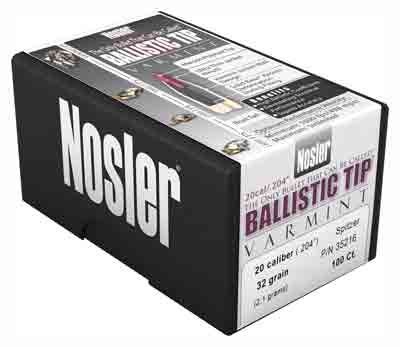 Nosler 20 Cal .204 32gr Ballistic Tip Varmint Reloading Bullets 100ct