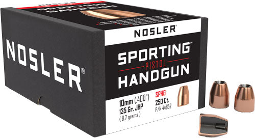 Nosler 10mm .400 135gr JHP Sporting Handgun Reloading Bullets 250ct