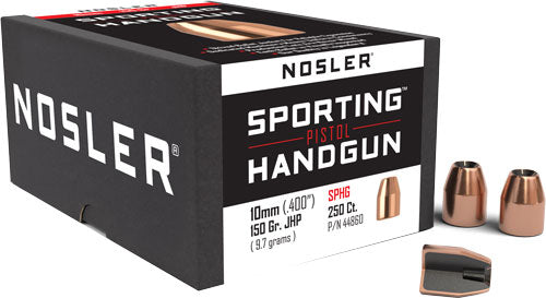 Nosler 10mm .400 150gr JHP Sporting Handgun Reloading Bullets 250ct