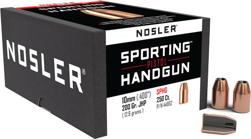 Nosler 10mm .400 200gr JHP Sporting Handgun Reloading Bullets 250ct