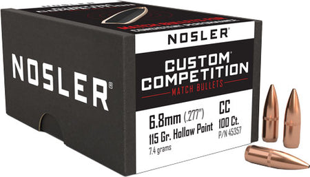 Nosler 6.8mm .277" 115gr HP-BT Custom Competition Bullets 100ct