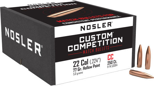 Nosler 22 Cal .224 77gr HP-BT Custom Competition Bullets 250ct