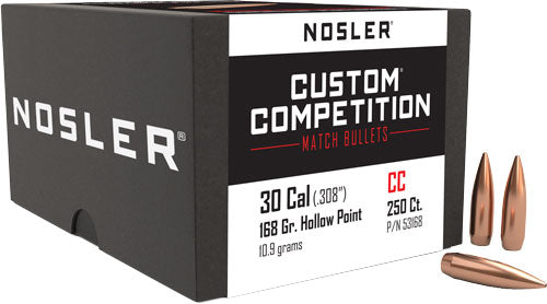 Nosler 30 Cal .308 168gr HP-BT Custom Competition Reloading Bullets 250ct