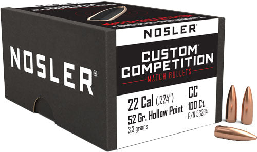 Nosler 22 Cal .224 52gr HP-BT Custom Competition Bullets 100ct