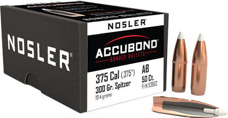 Nosler AccuBond Bullets 375 Cal .375" 300gr Boat Tail 50ct