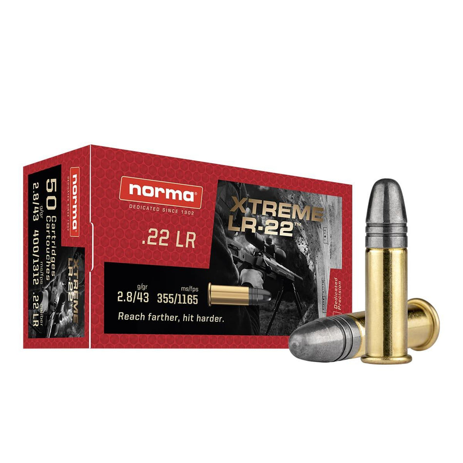 Norma Xtreme LR-22 .22 Long Rifle 43 grain Lead Round Nose ammunition