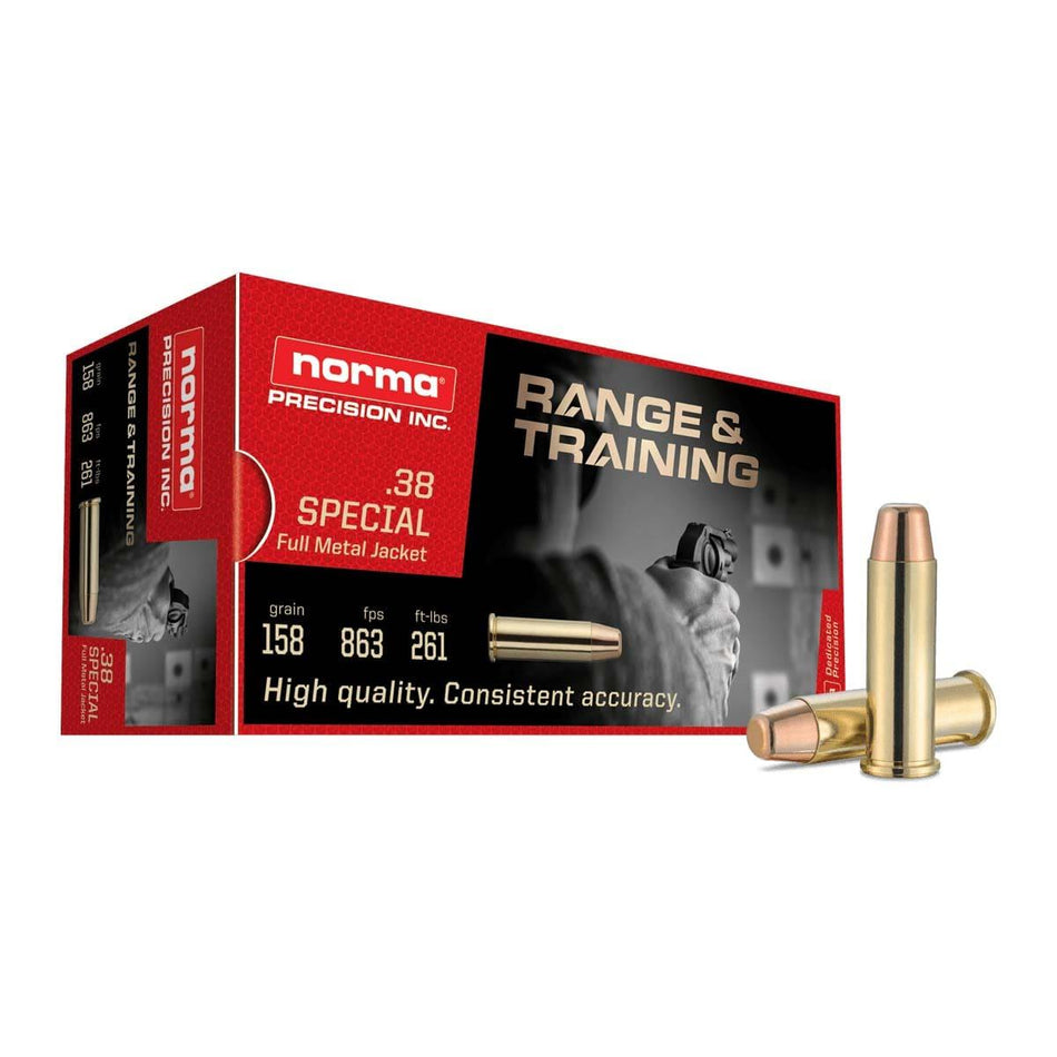Norma Range & Training .38 Special 158 grain Full Metal Jacket ammunition