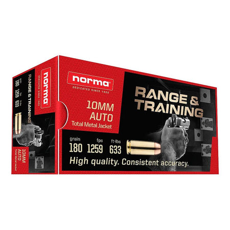 Norma Range & Training 10mm Auto 180 grain Total Metal Jacket ammunition