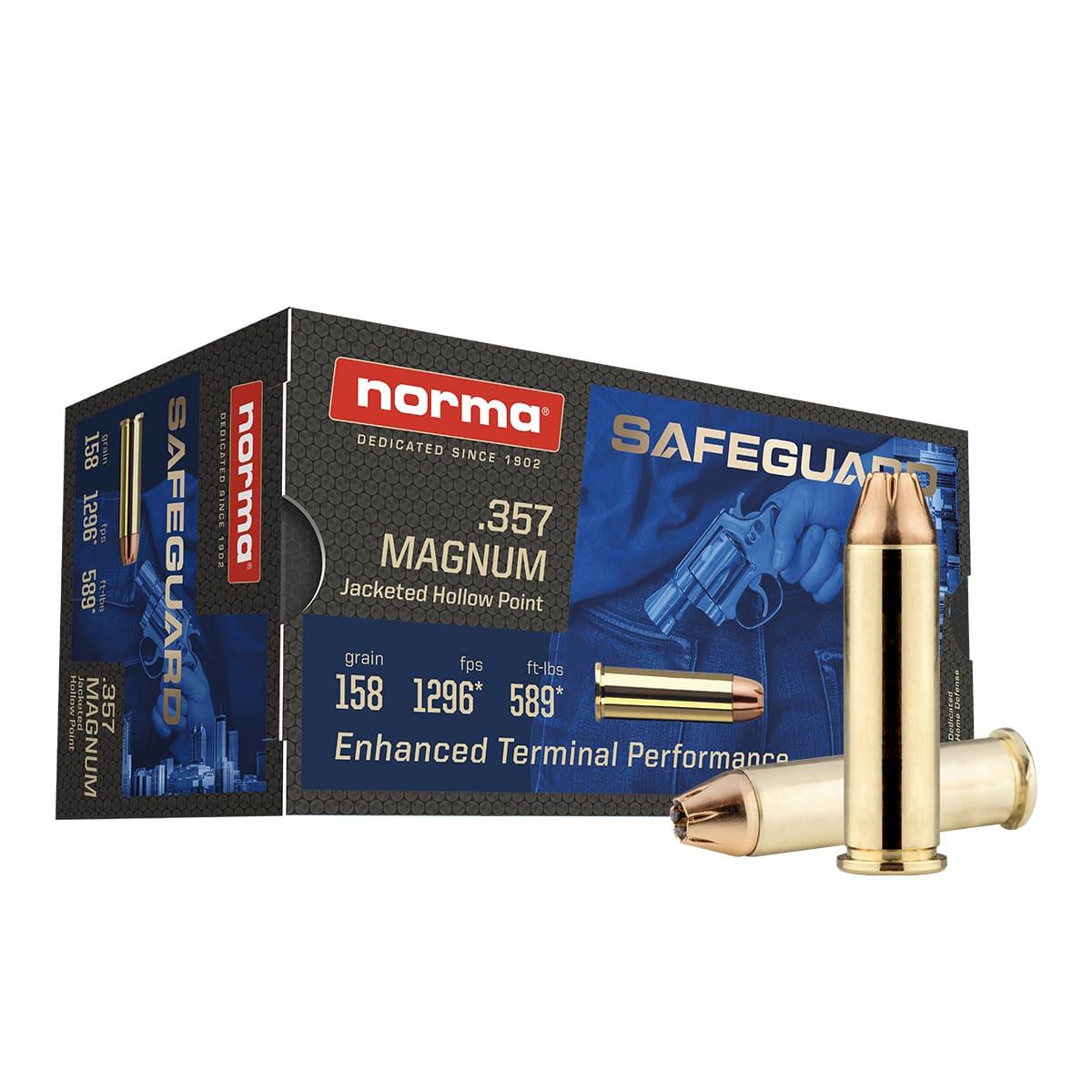 Norma Safeguard .357 Magnum 158 grain Jacketed Hollow Point ammunition