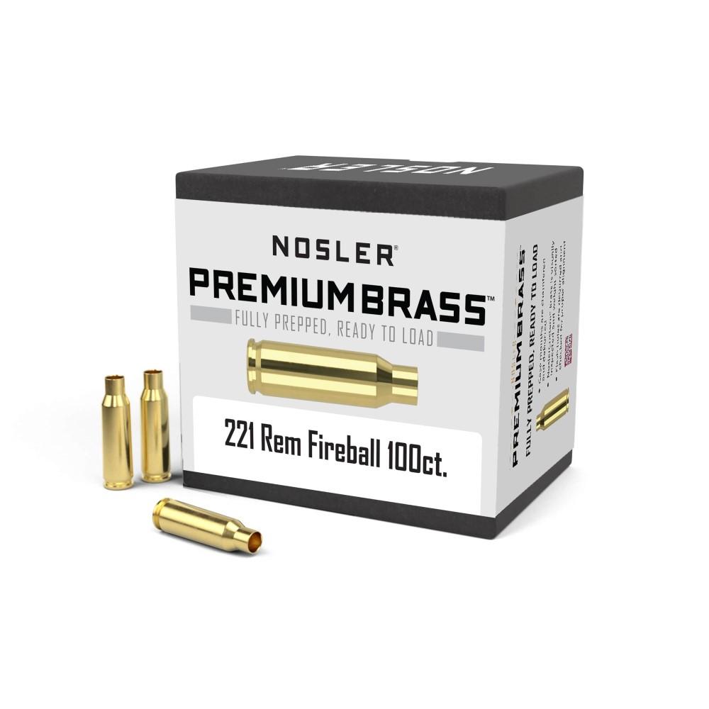 Nosler Unprimed Premium Brass Rifle Cartridge Cases .221 Fireball 100-Count