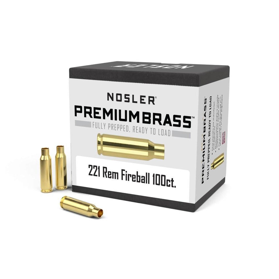 Nosler Unprimed Premium Brass Rifle Cartridge Cases .221 Fireball 100-Count