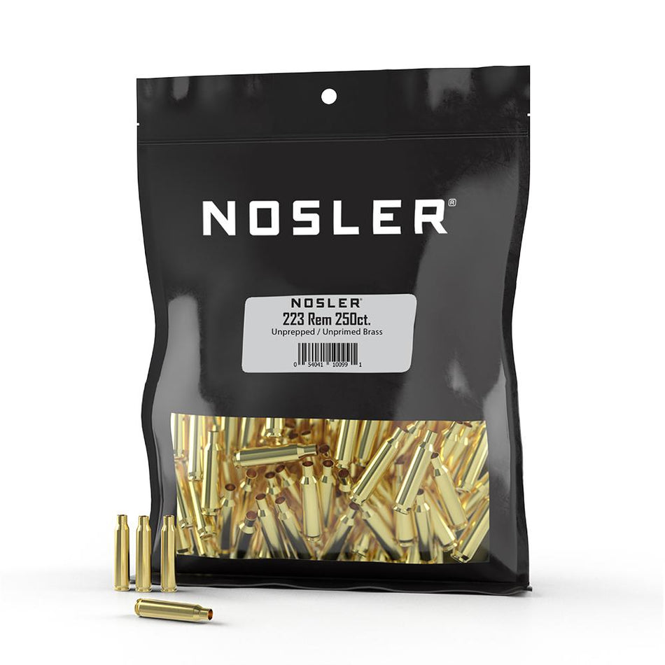 Nosler Unprimed Unprepped Bulk Brass .223 Rem Rifle Cartridge Cases 250/ct