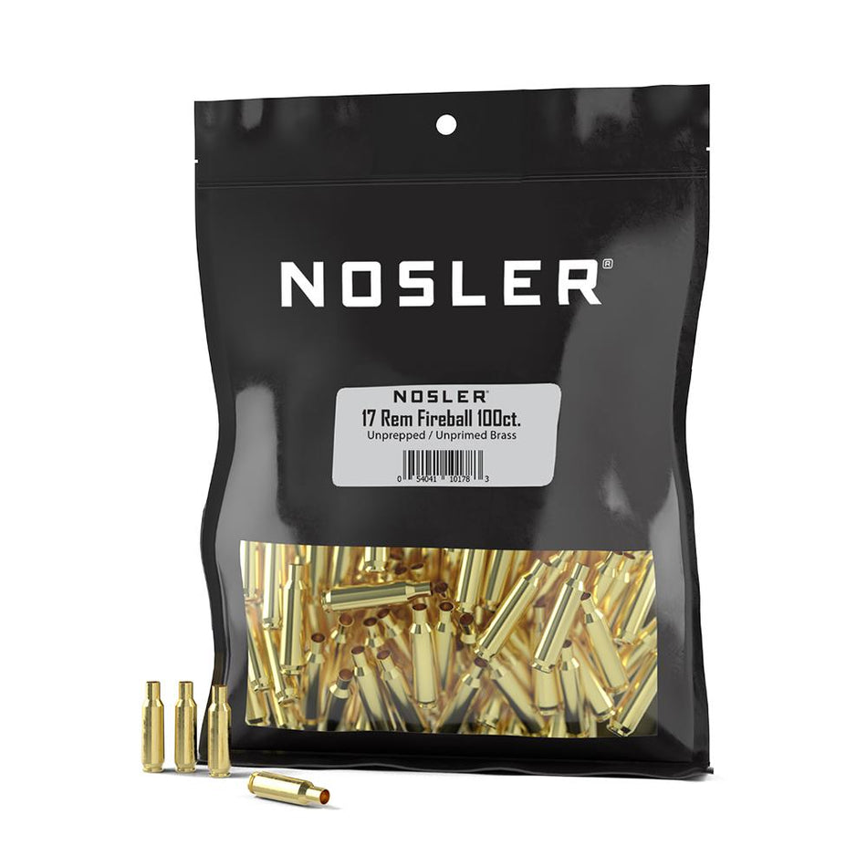 Nosler Unprimed Unprepped Bulk Brass Rifle Cases .17 Rem Fireball 100/ct