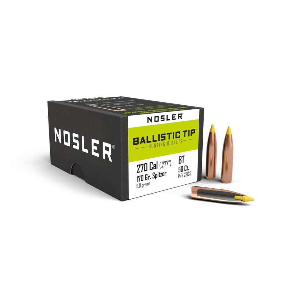 Nosler 270 Caliber 170gr Ballistic Tip SP Reloading Bullets 50ct
