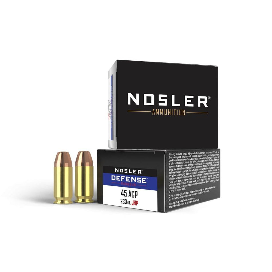 Nosler Defense .45 ACP/Auto 230 grain Bonded Performance Jacketed Hollow Point ammunition