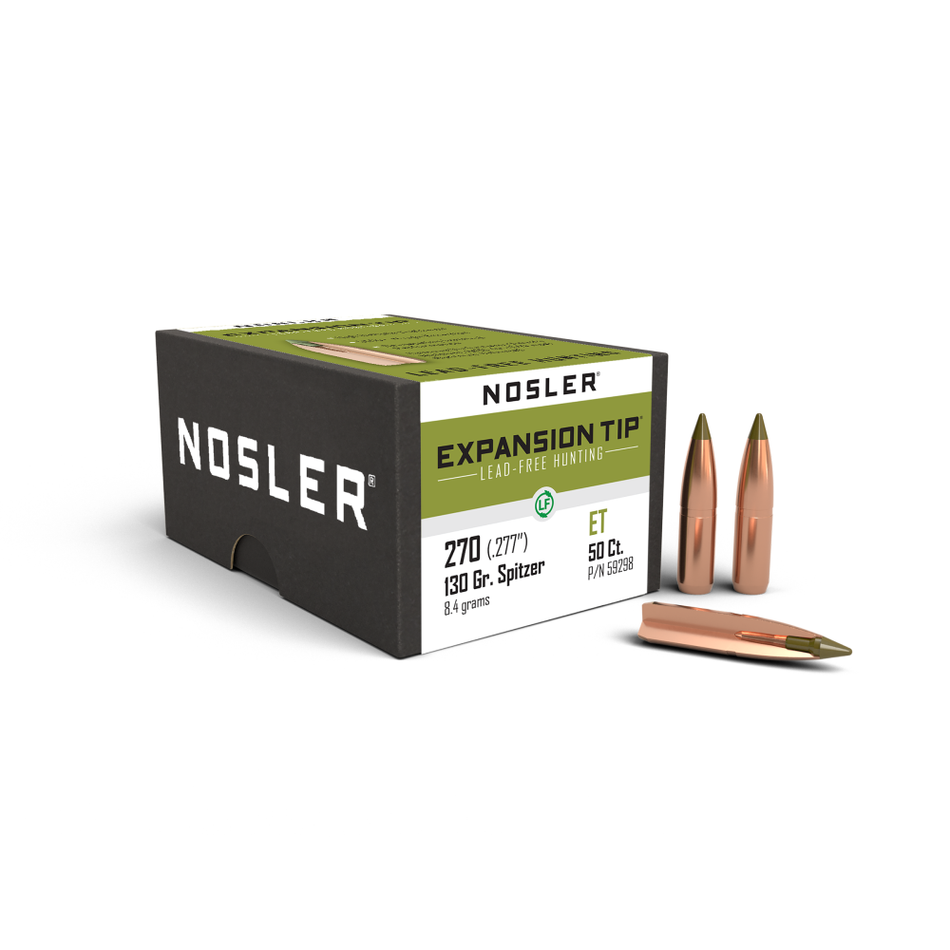 Nosler E-Tip Lead-Free Hunting Rifle Bullets .270 Cal .277" 130 gr SPTZ E-TIP 50/ct