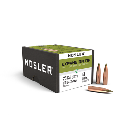 Nosler E-Tip Lead Free .25 cal .257" 100gr SPTZ Rifle Bullets 50/ct