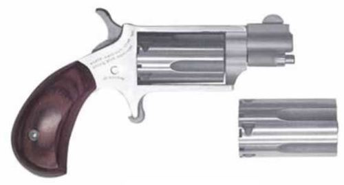 North American Arms 22MSC Mini-Revolver 22 LR/22 WMR 5 Shot 1.13" Stainless Steel Barrel, Frame & Cylinder, Rosewood Birdshead Grip Exposed Hammer