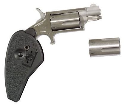 North American Arms 22MSCHG Mini-Revolver 22 LR/22 WMR 5 Shot 1.13" Stainless Steel Barrel, Frame & Cylinder, Black Synthetic Holster Grip, Exposed Hammer